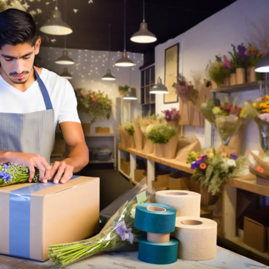 Virágkötő gondosan csomagol egy virágcsokrot szállításhoz